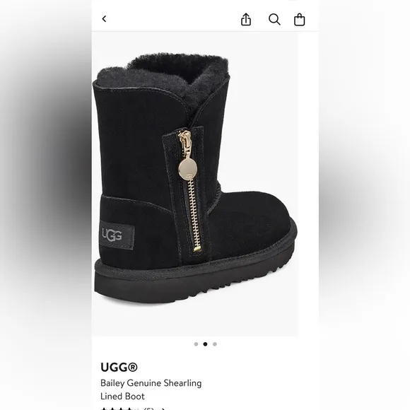 UGG Toddler Bailey Zip Boots in Black (size 6)