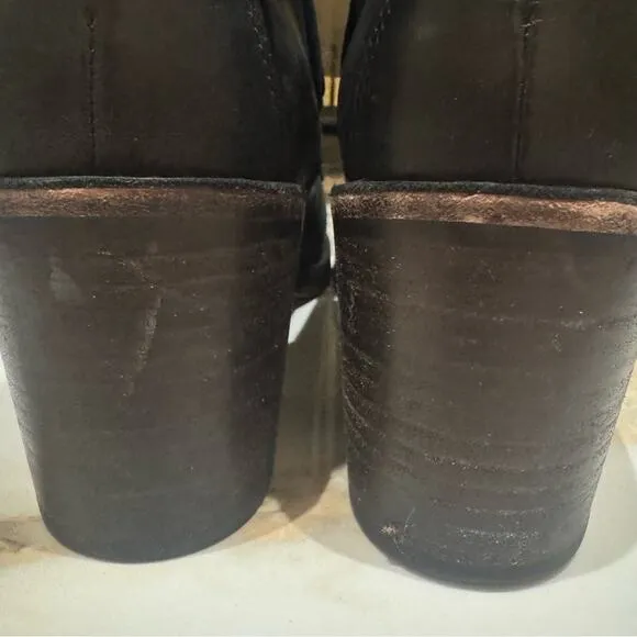 Ugg Women’s Black Leather Oriana Lace Up Side Zip Block Heel Boots Size 9