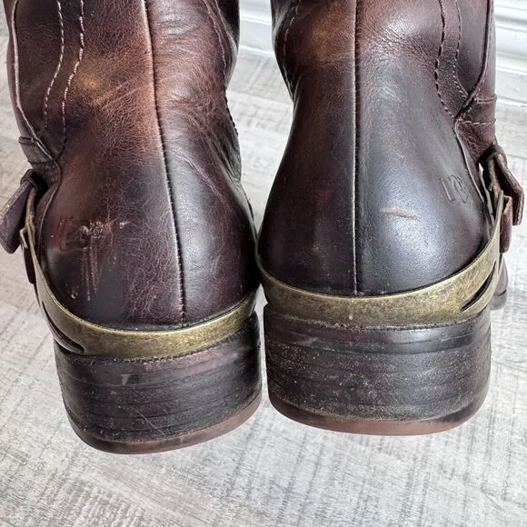 UGG Women's Channing II Riding Boots size 10 Brown Leather Tall Harness Side Zip