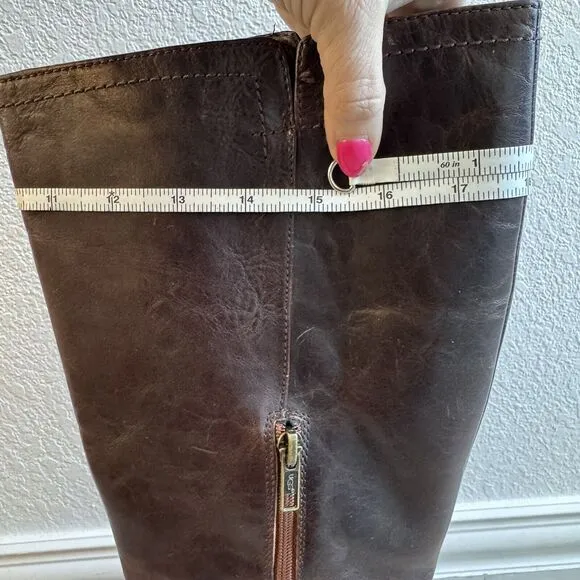 UGG Women's Channing II Riding Boots size 10 Brown Leather Tall Harness Side Zip