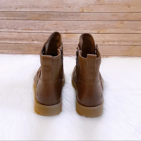 UGG Women’s Deconstructed Lace Chestnut Leather Combat Boots