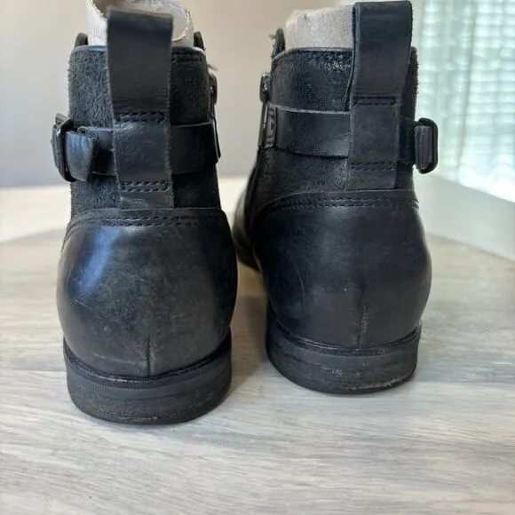 UGG Women’s Demi Leather Full Zip Ankle Booties Round Toe Black US 8