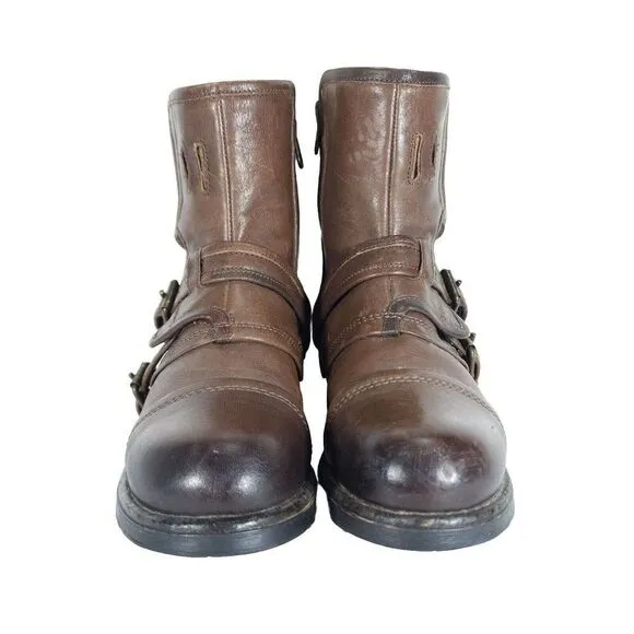 Ugg Women's elizabetha RARE US 7,5 Leather Brown Side Zip Moto Biker boots