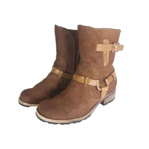 Ugg Women's Endell US 7 Brown Suede Sheepskin Lined Side Zip Moto Biker boots