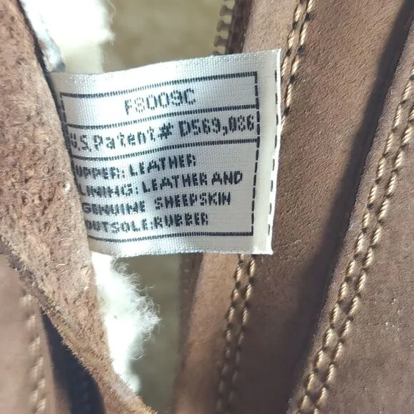 Ugg Women's Endell US 7 Brown Suede Sheepskin Lined Side Zip Moto Biker boots
