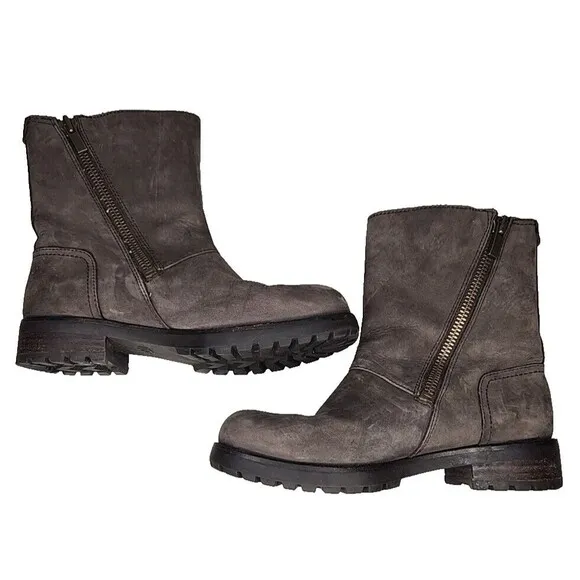 Ugg Women's Neils Biker / Moto Boot Stout Side Zip Size 7 US EUC