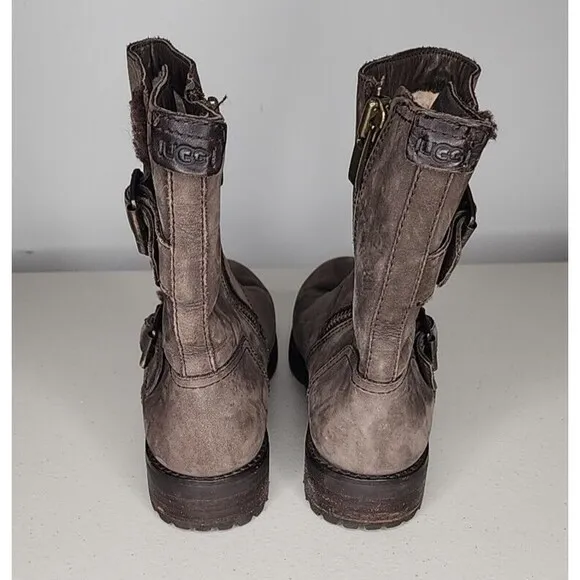 Ugg Women's Neils Biker / Moto Boot Stout Side Zip Size 7 US EUC
