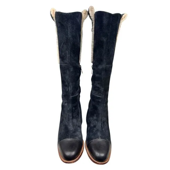 UGG Women’s Tess Black Suede Side Zip Tall Heeled Boot Size US 7