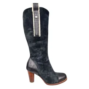 UGG Women’s Tess Black Suede Side Zip Tall Heeled Boot Size US 7