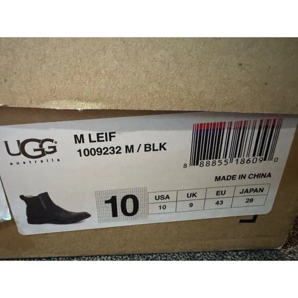 UGG Leif Men’s Black Leather Boots Size 10‎