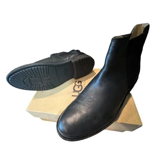 UGG Leif Men’s Black Leather Boots Size 10‎