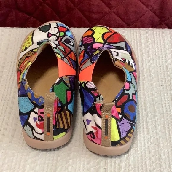 UIN Colorful Abstract Slip-On Shoes, Sz 8