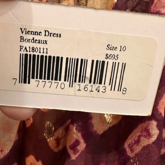 Ulla Johnson Vienne Dress Bordeaux NWT Size 10