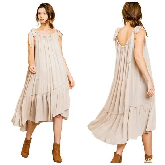Umgee Beachy Dress Asymmetrical Size Medium