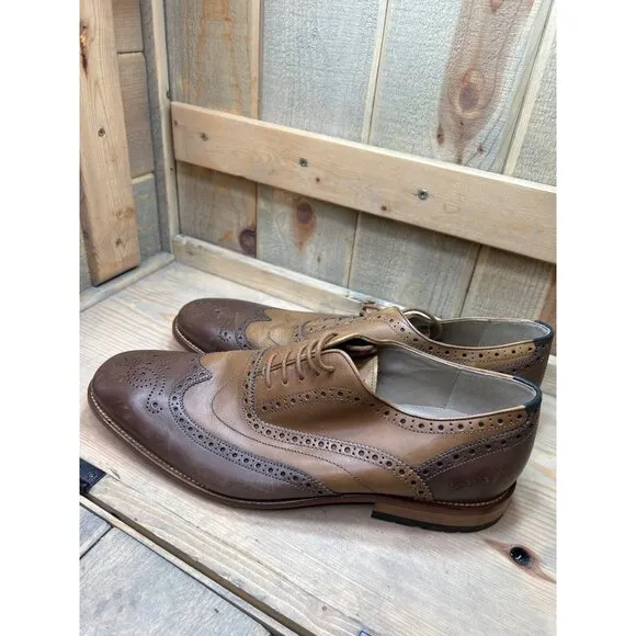 US13 Clarks Penton Formal Dress Shoes Brogues Brown Leather EU47
