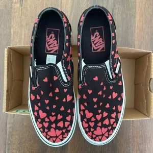 Valentine Special-vans classic slip on valentine hearts women size 6.5/7