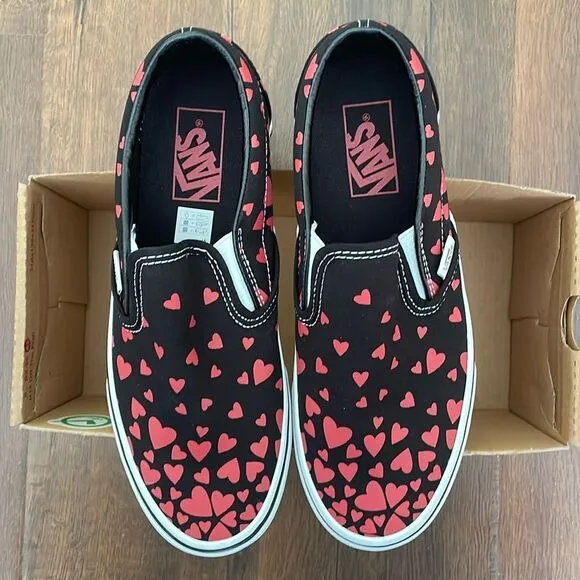 Valentine Special-vans classic slip on valentine hearts women size 6.5/7