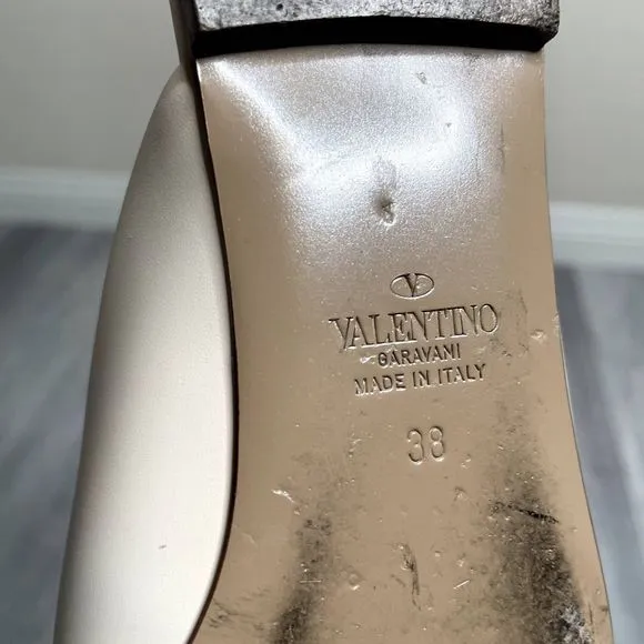 Valentino White Flats with Gold Accents