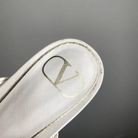 Valentino White Flats with Gold Accents