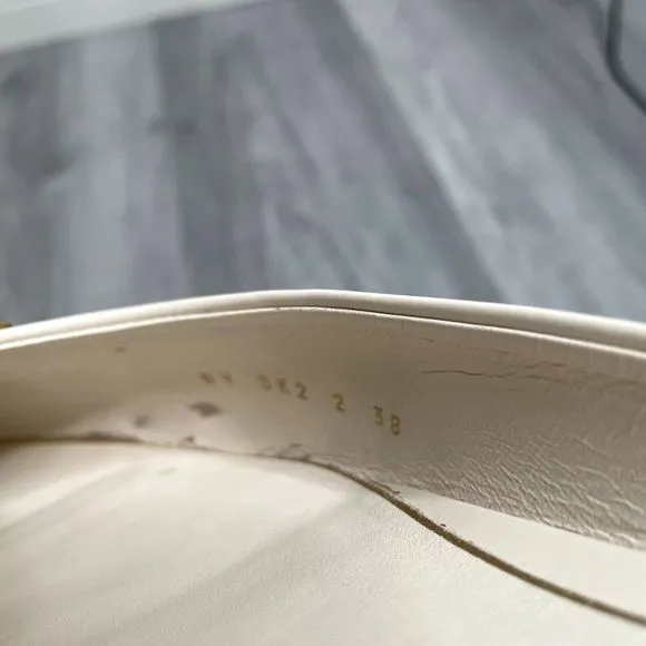 Valentino White Flats with Gold Accents