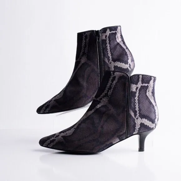 Vaneli Womens Taima Ankle Booties Boots Black Gray Velvet Snake Print Sz 6 New