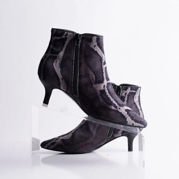 Vaneli Womens Taima Ankle Booties Boots Black Gray Velvet Snake Print Sz 6 New