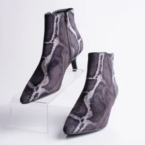 Vaneli Womens Taima Ankle Booties Boots Black Gray Velvet Snake Print Sz 6 New
