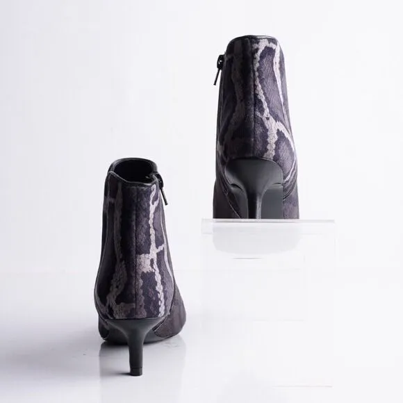 Vaneli Womens Taima Ankle Booties Boots Black Gray Velvet Snake Print Sz 6 New