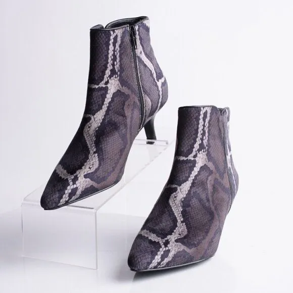 Vaneli Womens Taima Ankle Booties Boots Black Gray Velvet Snake Print Sz 6 New