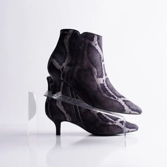 Vaneli Womens Taima Ankle Booties Boots Black Gray Velvet Snake Print Sz 6 New