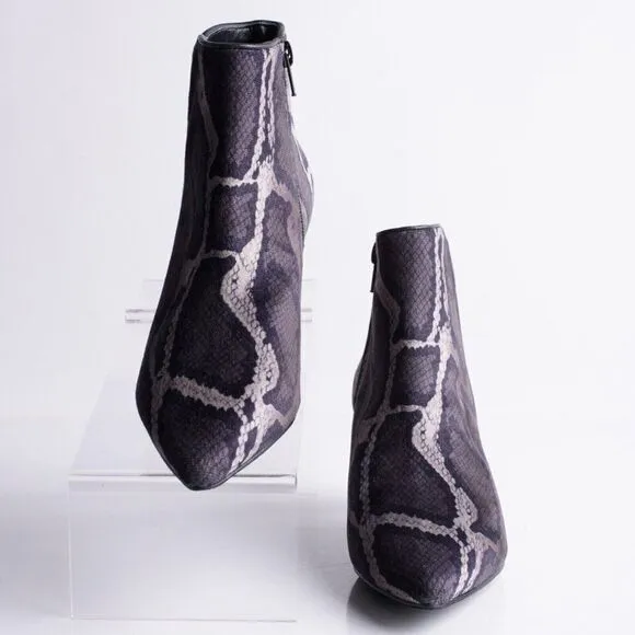 Vaneli Womens Taima Ankle Booties Boots Black Gray Velvet Snake Print Sz 6 New