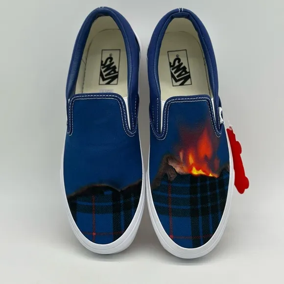 Vans Blue and Black Slip-On Sneakers