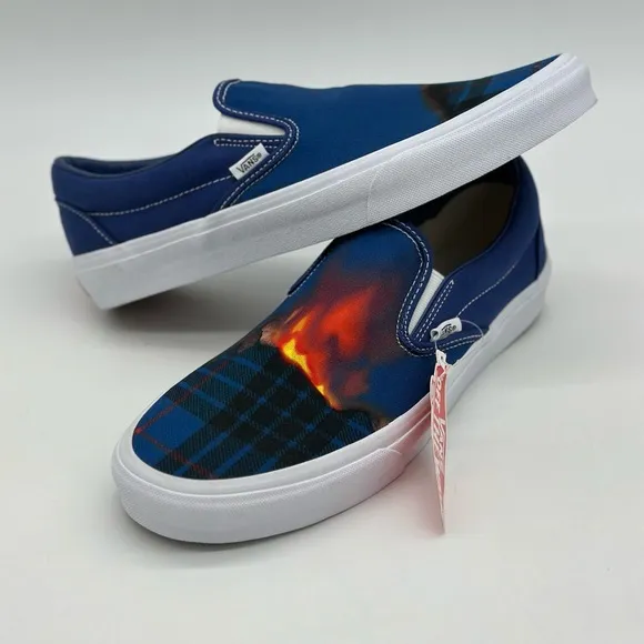 Vans Blue and Black Slip-On Sneakers