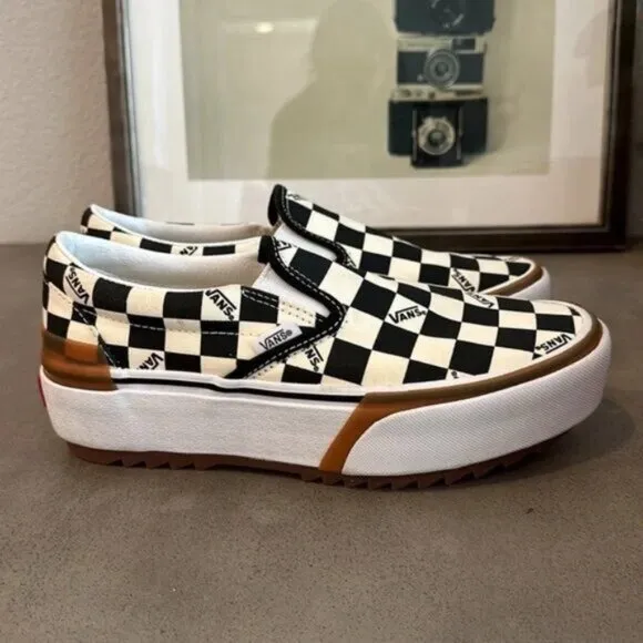 💗💗VANS Era Stacked Checkerboard Slip On Canvas Shoes