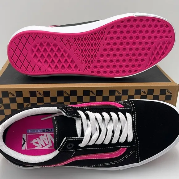 Vans Men's Black and Pink Sneakers Bmx Old SkoolBlack/Neon PinkVN0005UZBFY