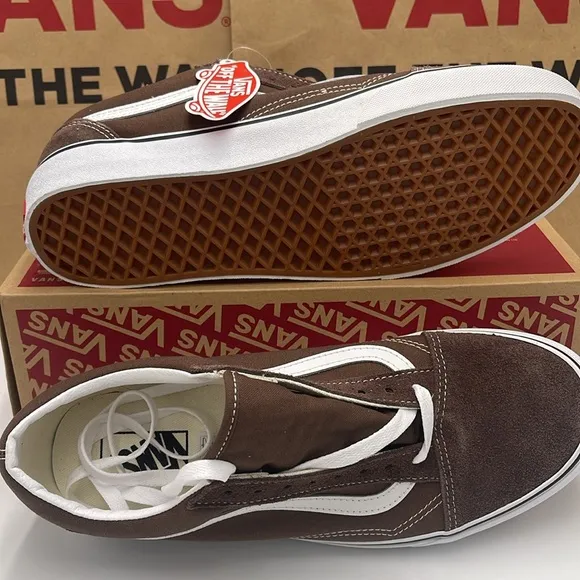 Vans Men's Brown and White Sneakers Old Skoo!Rain Drum/True WhiteVN0A5KRF8EE