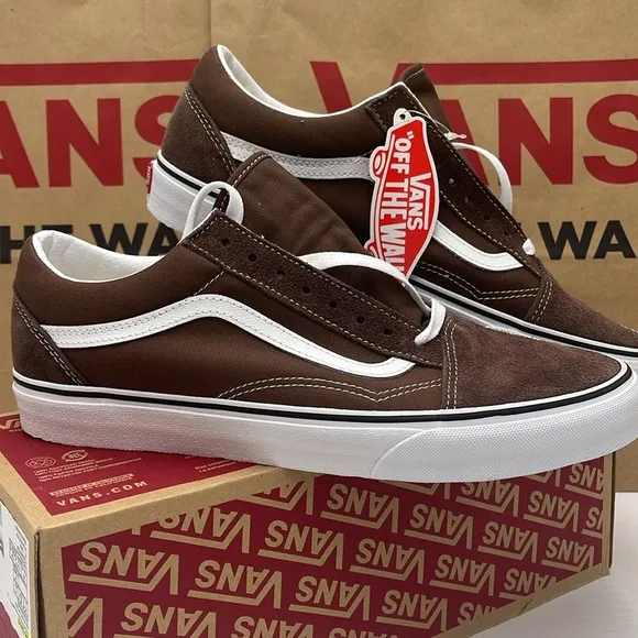 Vans Men's Brown and White Sneakers Old Skoo!Rain Drum/True WhiteVN0A5KRF8EE