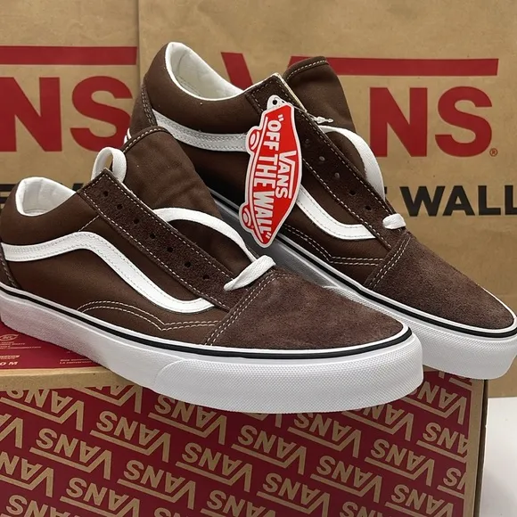 Vans Men's Brown and White Sneakers Old Skoo!Rain Drum/True WhiteVN0A5KRF8EE