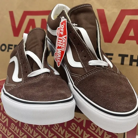 Vans Men's Brown and White Sneakers Old Skoo!Rain Drum/True WhiteVN0A5KRF8EE