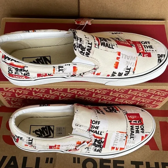 Vans Men’s Classic Slip On Packing Tape Blackdbl/Classic True White sneakers
