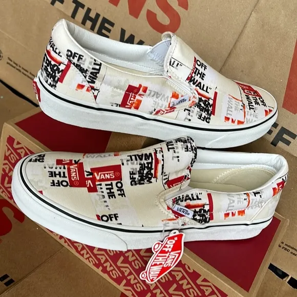 Vans Men’s Classic Slip On Packing Tape Blackdbl/Classic True White sneakers