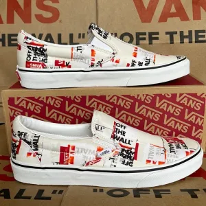 Vans Men’s Classic Slip On Packing Tape Blackdbl/Classic True White sneakers