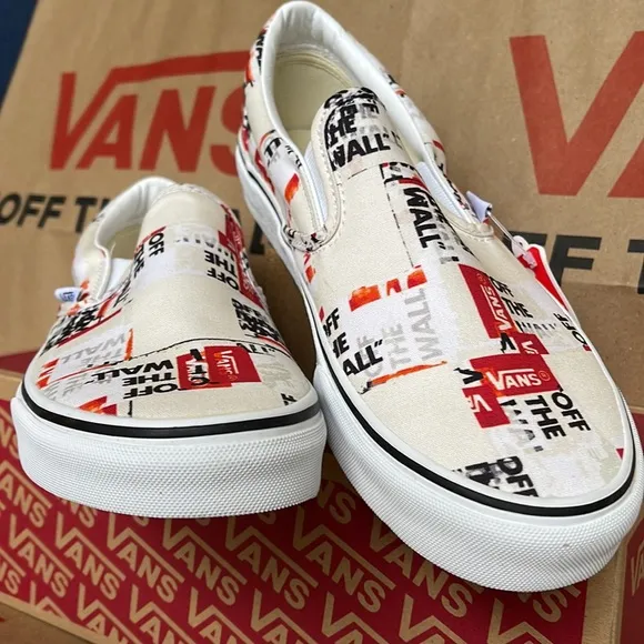 Vans Men’s Classic Slip On Packing Tape Blackdbl/Classic True White sneakers