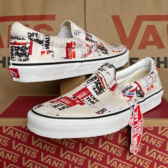 Vans Men’s Classic Slip On Packing Tape Blackdbl/Classic True White sneakers