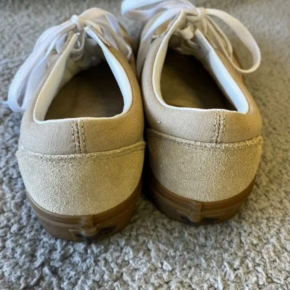 Vans  Old Skool Suede Canvas Shoes Mens 8 Womens 9.5 Brown Khaki Sneakers Gum