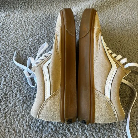 Vans  Old Skool Suede Canvas Shoes Mens 8 Womens 9.5 Brown Khaki Sneakers Gum
