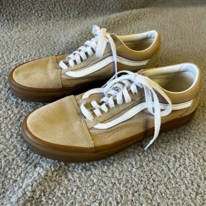 Vans  Old Skool Suede Canvas Shoes Mens 8 Womens 9.5 Brown Khaki Sneakers Gum