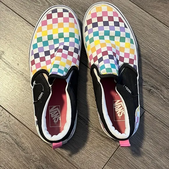 Vans Shoes Checkered Rainbow Slip On Shoes Size 6