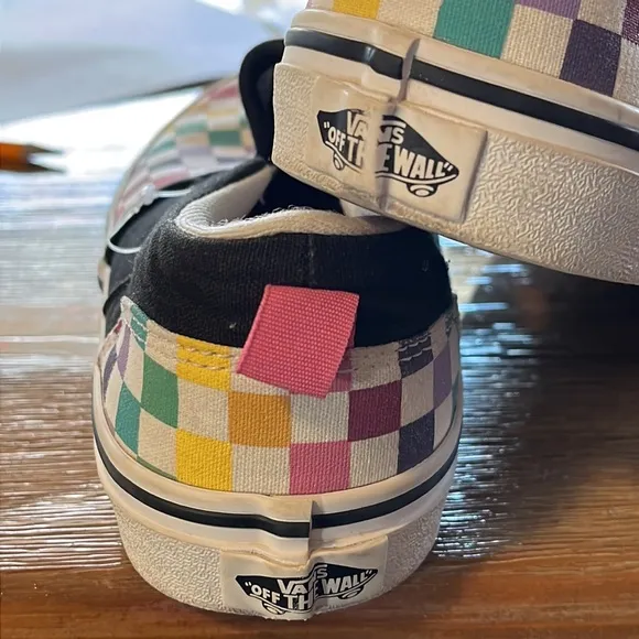 Vans Shoes Checkered Rainbow Slip On Shoes Size 6