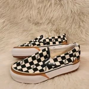 VANS Stacked Checkerboard Slip On Canvas Shoes